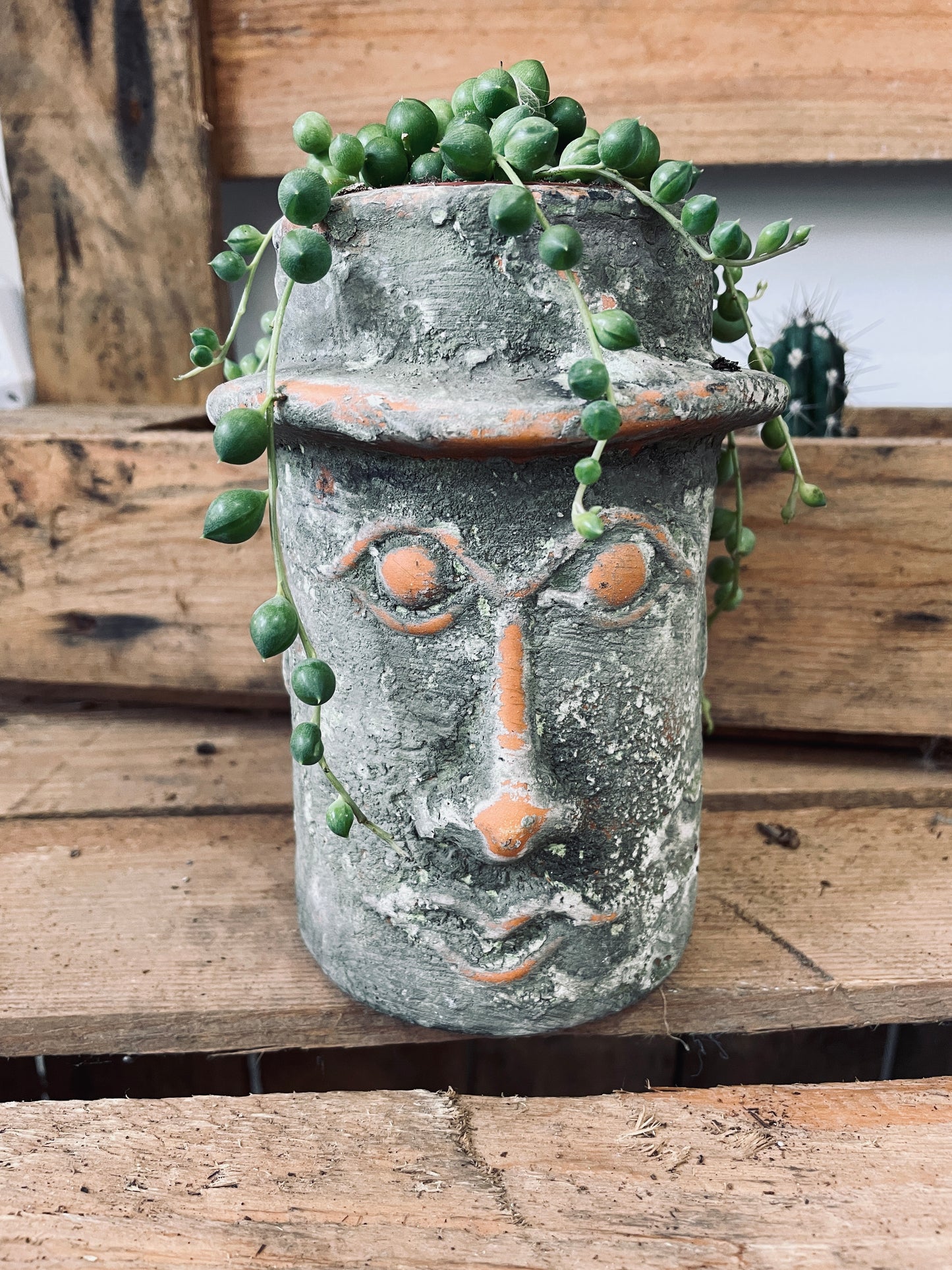 STRING OF BEADS in Ceramic Head Pot