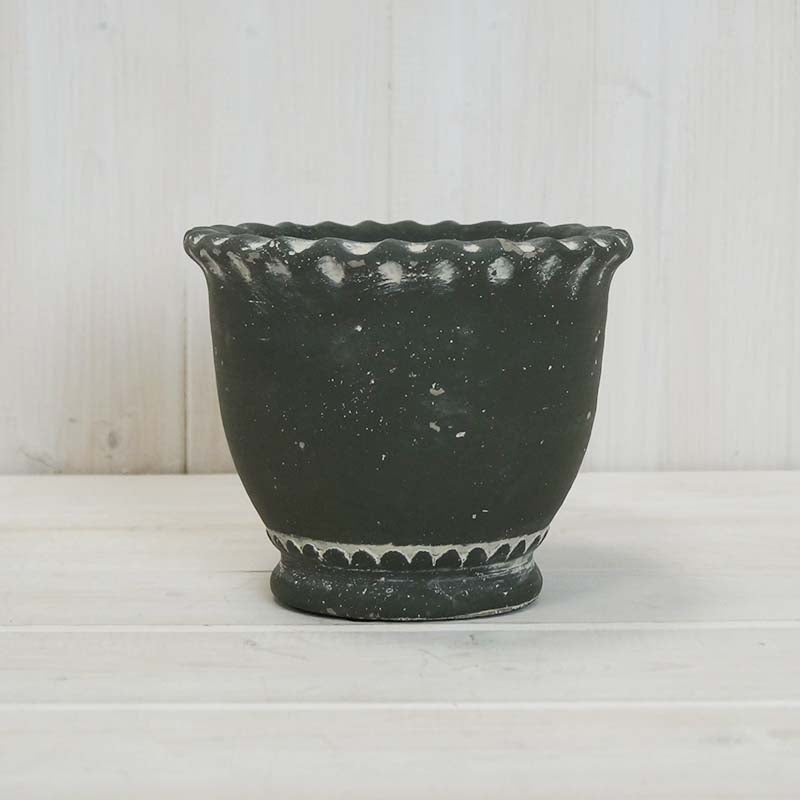 Dark Green Cement Pot