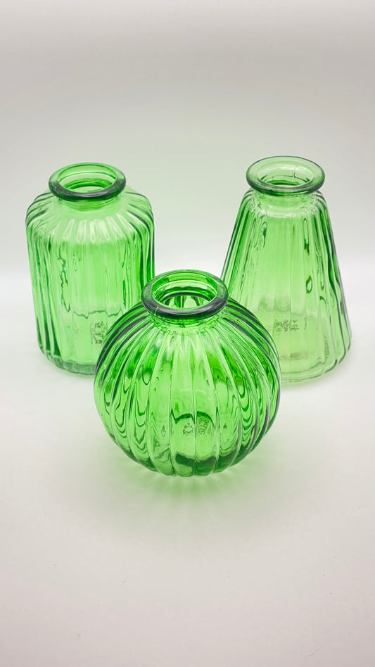 Green Glass Bud Vases