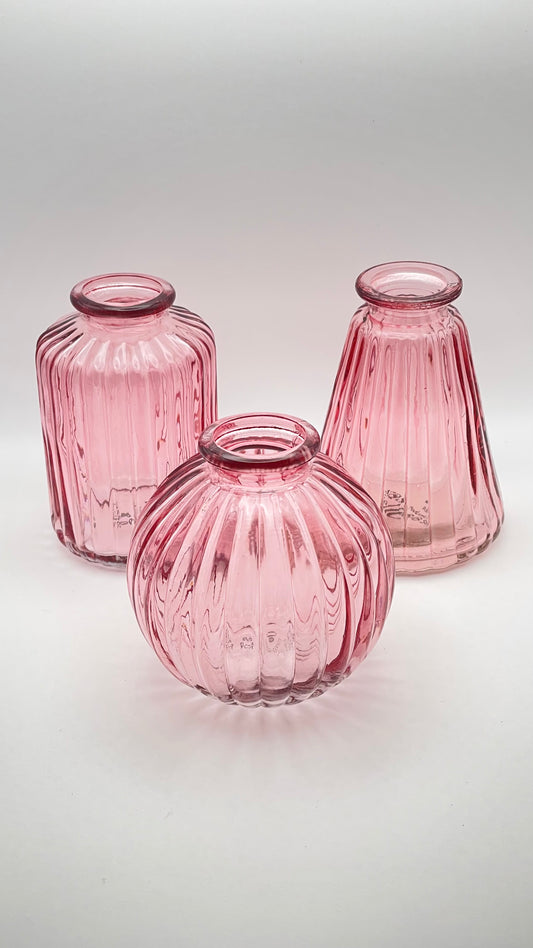 Pink Glass Bud Vases